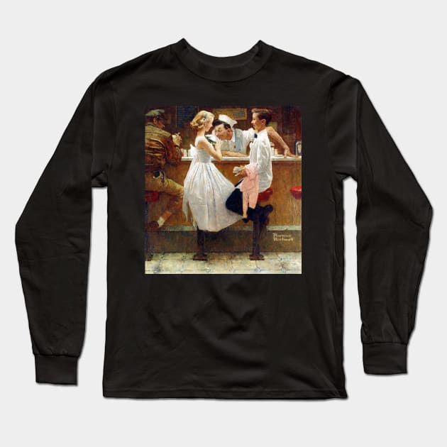 After The Prom 1957 - Norman Rockwell Long Sleeve T-Shirt by Oldetimemercan